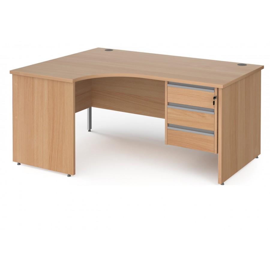 Harlow Panel End Ergonomic Desk with Three Drawer Pedestal